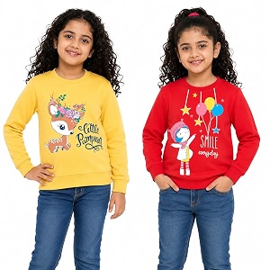nammababy girls cotton round neck sweatshirt