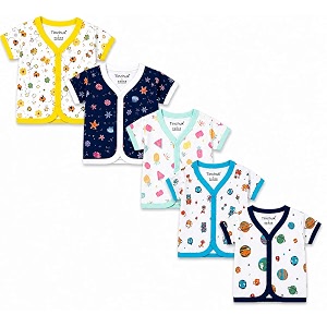 nammababy unisex kid cotton slim fit 100 hoisery button jabla  multicolor jhabla  assorted pack of 5  summerwear jhabla  sleeveless vest  baby products new born set of 5