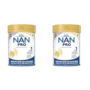 nan pro stage 1 infant formula milk powder for babies up to 6 months - with probiotic  400g  tin with smartlid pack of 2