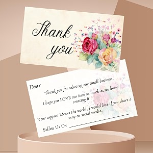 nandavanam front and back small business thank you cards small business packaging supplies size 325 x 2 inch pack of 100 design 2