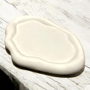 handcrafted white concrete leaf-shaped trinket tray  multipurpose jewelry amp accessory organizer  elegant decorative home dcor accent