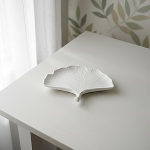 handcrafted white concrete leaf-shaped trinket tray  multipurpose jewelry amp accessory organizer  elegant decorative home dcor accent