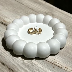 handcrafted white concrete round bubble tray  multipurpose organizer and home dcor small bubbled boundary