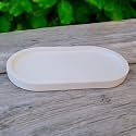 Handcrafted White Concrete Long Oval Trinket Tray | Multipurpose Jewelry &amp; Accessory Organizer | Elegant Decorative Home Décor Accent (White)