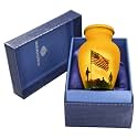 NANIURN Mini Urn for Ashes, Orange Patriotic Flag Small Keepsake for Ashes