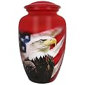 NANIURN Red Urns for Human Ashes Adult Man, American Flag Urn with Eagle