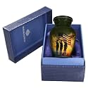 NANIURN Small Urn for Ashes, Army Green Patriotic Flag Cremation Keepsake