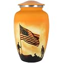 NANIURN Urns for Human Ashes Adult Female, Orange Patriotic Flag Urn