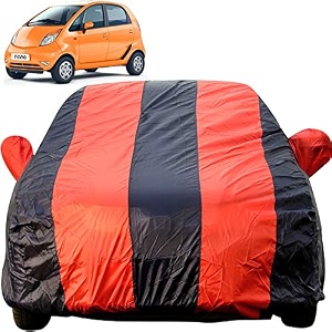 nano dustproof car cover with mirror pockets red blue stripes taffeta polystertriple stitched compatible with tata nano car cover 2009 to 2019 nano car accessories