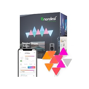 nanoleaf triangle shapes stk light panels  9 pack modular smart led panels touch-responsive music sync screen mirror 16m colors app amp voice control white plastic