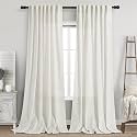 Nanspring Beige White Linen Curtains 102 Inches