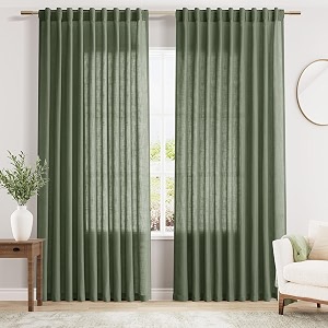 Nanspring Olive Green Linen Curtains W70xL84 Inch