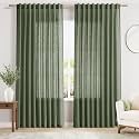 Nanspring Olive Green Linen Curtains W70xL84 Inch