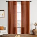 Nanspring Rust Linen Curtains 84 Inch Length