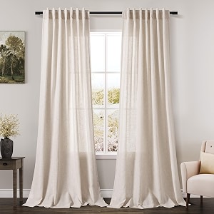 Nanspring Beige Linen Blend Light Filtering Curtains