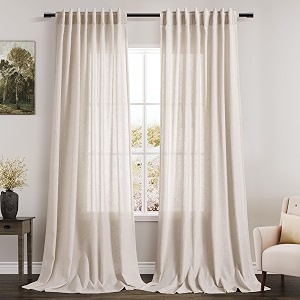 Nanspring Beige Linen Curtains 108 Inches Long