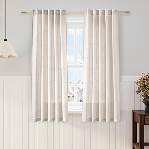 Nanspring Beige Linen Curtains 63 inches Long