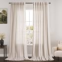 Nanspring Beige Linen Curtains 90 Inches Long