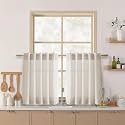 Nanspring Beige Linen Curtains for Kitchen Windows
