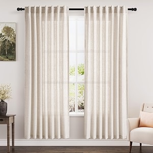 Nanspring Beige Semi Sheer Linen Curtains 78