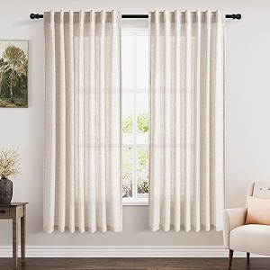 Nanspring Beige Semi Sheer Linen Curtains 72