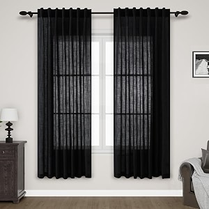 Nanspring Black Semi Sheer Linen Curtains 78