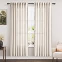 Nanspring Beige Semi Sheer Linen Curtains 78