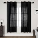 Nanspring Black Semi Sheer Linen Curtains 78