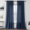 Denim Blue Linen Curtains 102 Inches Long