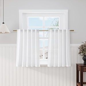 Nanspring White Kitchen Curtains 36 Inch Length