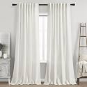 Nanspring Beige White Linen Curtains 84 Inch