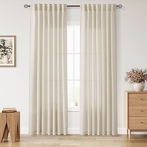 Nanspring Birch Beige Linen Curtains 84 Inches