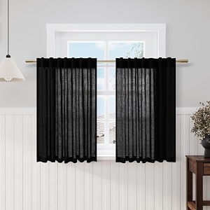Black Cafe Curtains 48 Inch Length Set