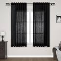 Nanspring Black Linen Curtains 63 inches Long