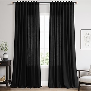 Nanspring Black Linen Curtains W60xL90 Inch Long