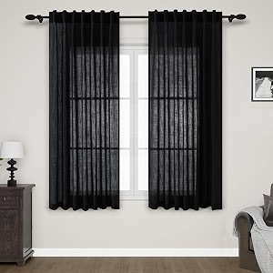 Nanspring Black Linen Textured Curtains for Living