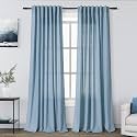 Blue Linen Curtains 84 Inch Long for