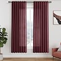 Nanspring Burgundy Linen Curtains 72 Inch Length