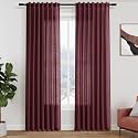 Nanspring Burgundy Linen Curtains 80 Inch Long