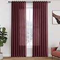 Nanspring Burgundy Linen Curtains 84 Inch Length
