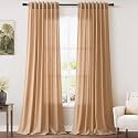 Nanspring Linen Curtains 95 Inch Long for