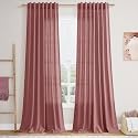 Nanspring Canyon Rose Linen Curtains 90 Inch