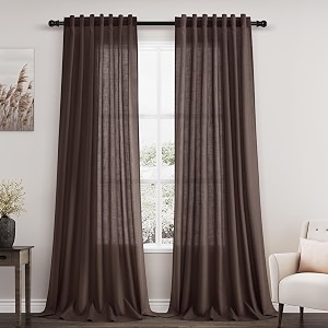 Nanspring Linen Curtains 90 Inch Long for