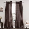 Nanspring Linen Curtains 90 Inch Long for