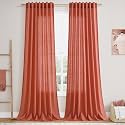 Nanspring Coral Linen Curtains 120 Inches Long