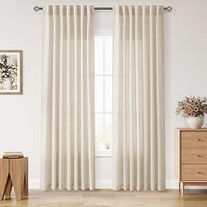 Nanspring Cream Beige Linen Curtains 84 Inches