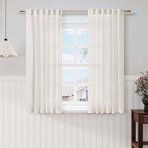 Nanspring Cream Cafe Curtains 54 Inch Length