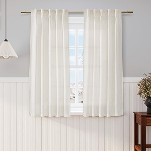 Linen Short Curtains W36xL54 Inch for Living