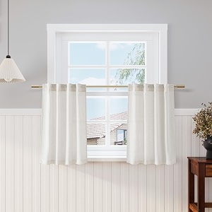 Nanspring Cream Linen Cafe Curtains 30 Inch