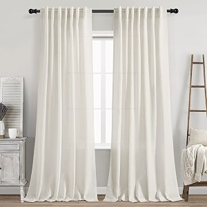 Nanspring Cream Linen Curtains 87 Inches Long